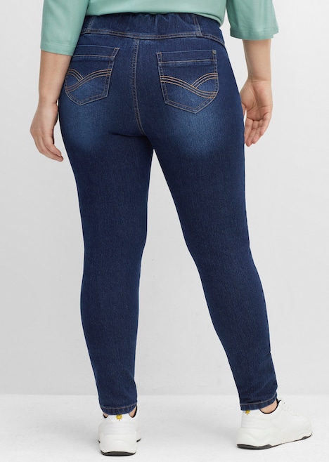 Schlupfjeans Jeggings mit breitem Gummibund Rundumdehnbund Uni