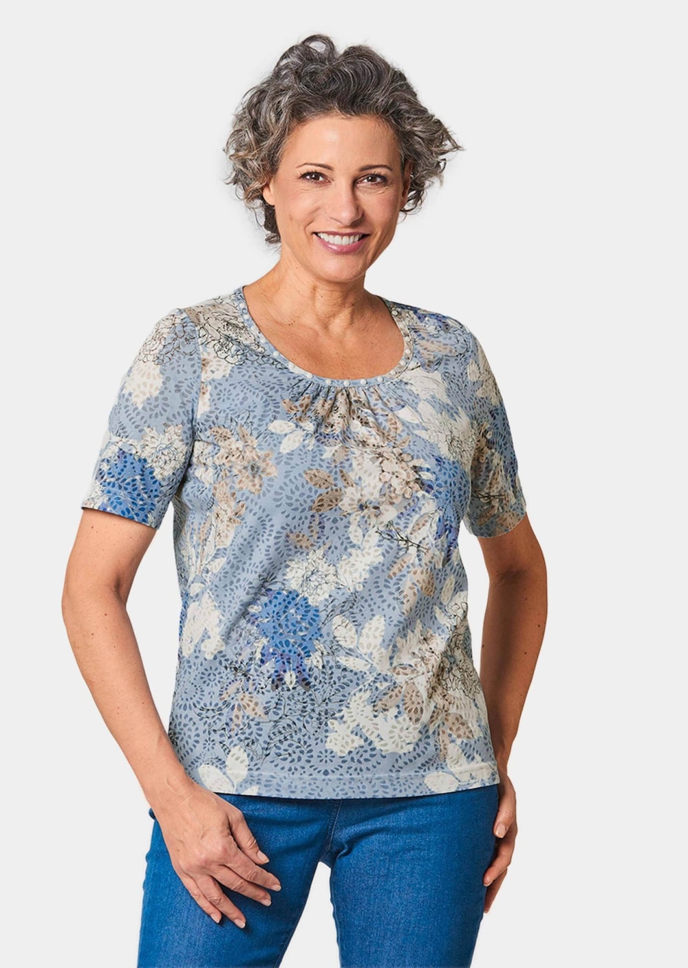 Druckshirt mit Perlen