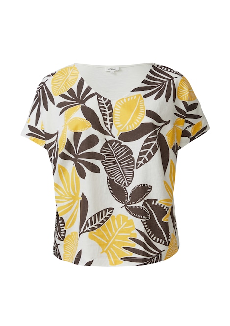 T-Shirt im Fabricmix mit Leinenanteil