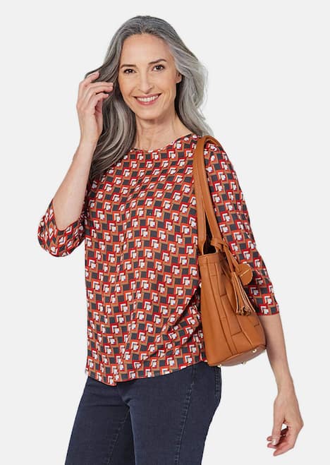 GOLDNER Blouse Blouse met 3/4-mouwen en grafische print