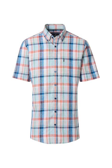 Leinenhemd Kurzarm kariert Casual Fit