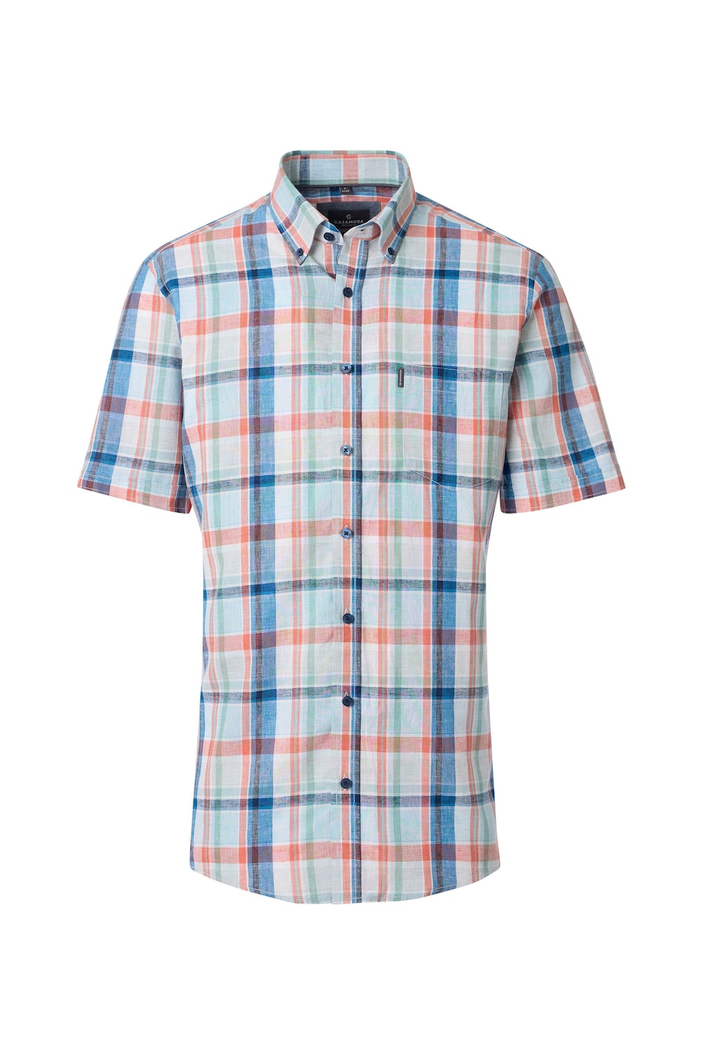 Leinenhemd Kurzarm kariert Comfort Fit