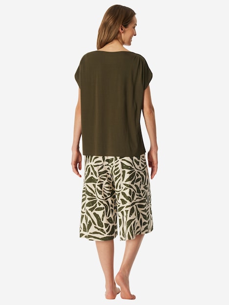Schiesser Damen Pyjama Selected Premium oliv