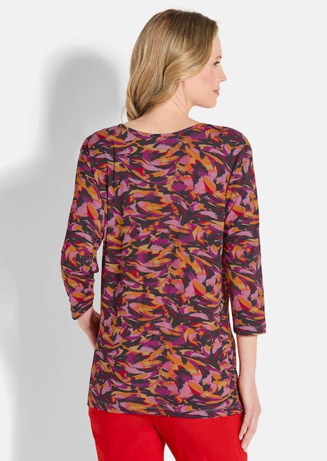 Florales Viskoseshirt mit Rundhals