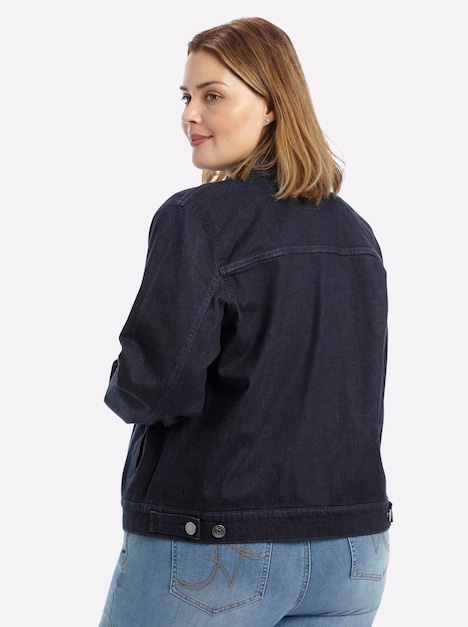 Jeansblazer Jeansjacke in Blousonform Langarm Umlegekragen