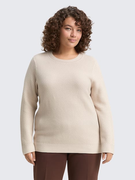 Tom Tailor Women PLUS Pullover & Strickjacken Plus Size - Loose Fit Strickpullover aus Baumwolle