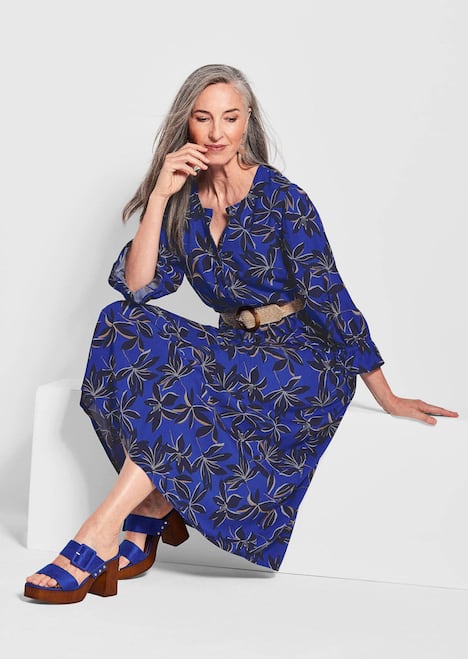 GOLDNER Jurk Jurk in overgooiermodel met een bloemenprint