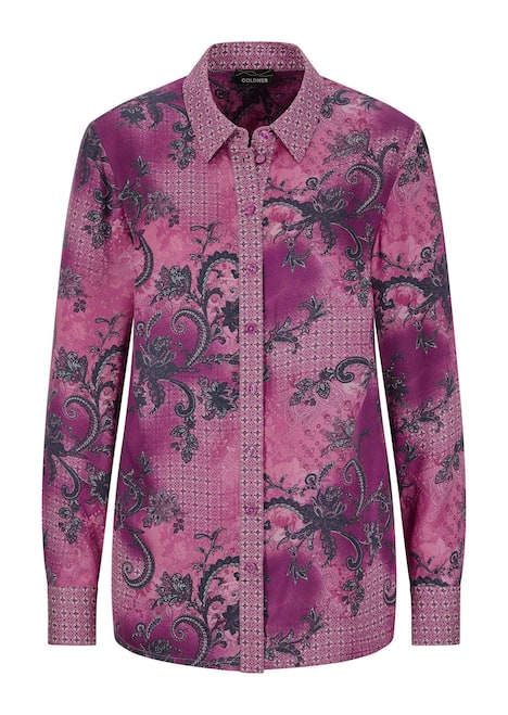 GOLDNER Blouse met print Overhemdblouse van viscose-satijn