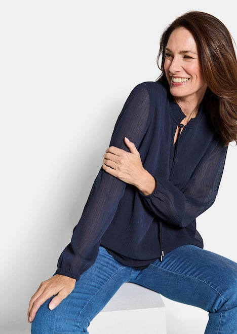 GOLDNER Blouse Chiffon blouse met vrouwelijke halslijn