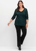 V-Ausschnitt-Pullover Langarm Ajour Uni