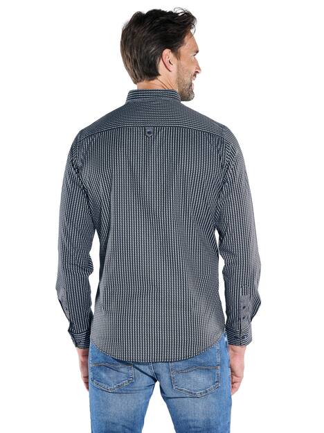 engbers Herren Langarm-Hemd gemustert , Saphirblau