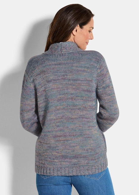 Langarm Melange-Cardigan, flauschig