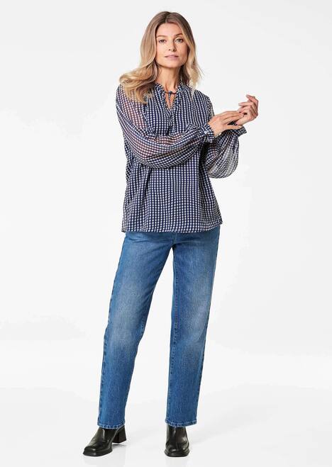 GOLDNER Blouse Chiffon blouse met elastische manchetten