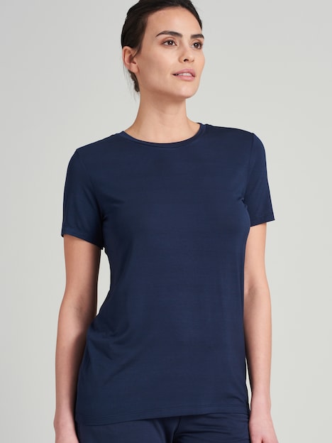 Schiesser Damen T-Shirt Mix+Relax - blue