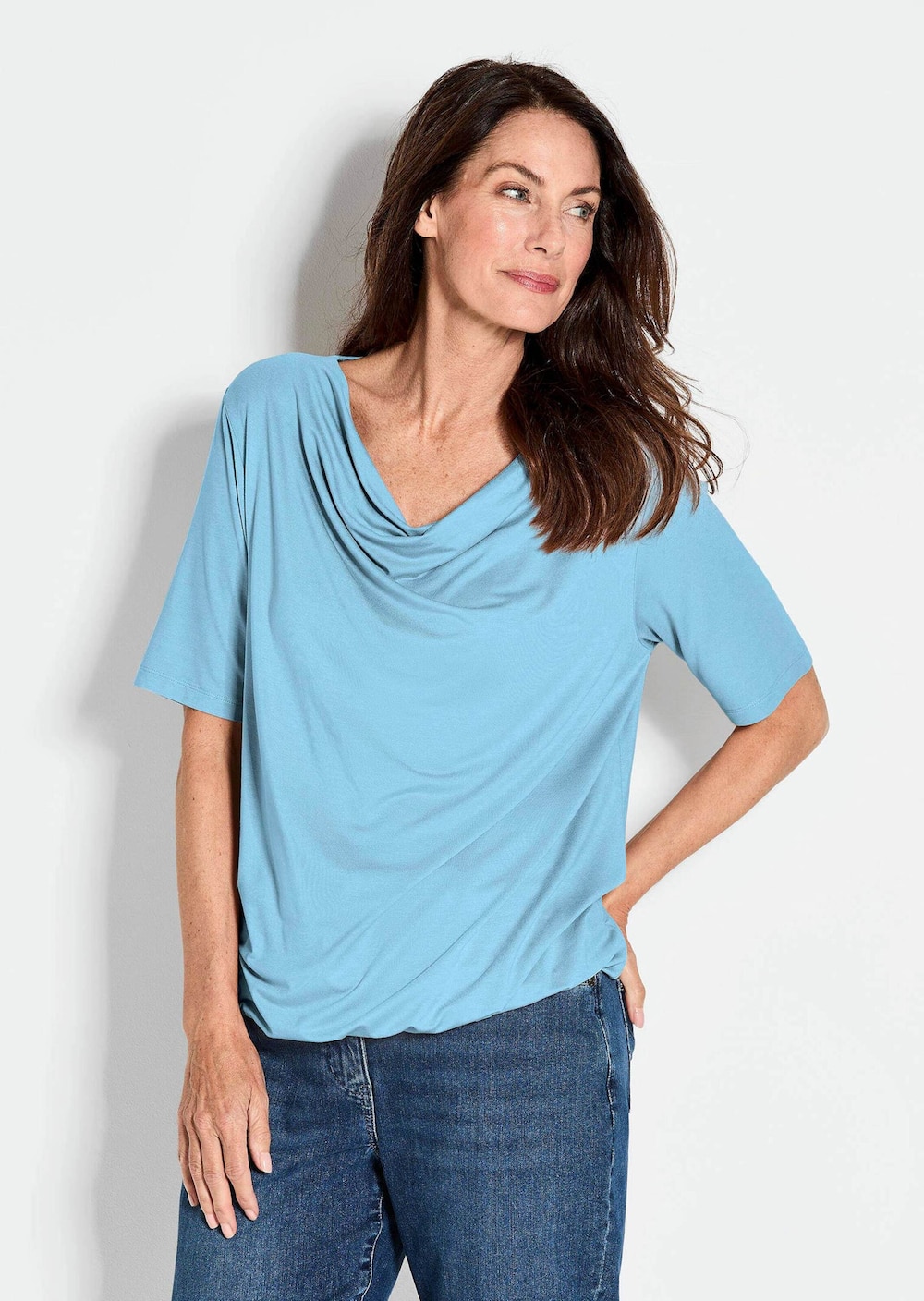 Blusenshirt mit Wasserfallausschnitt