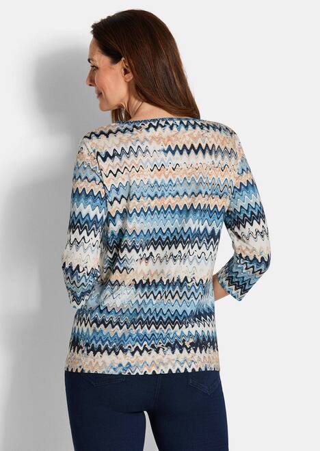Halbarm-Viskosebluse, Zickzack-Design