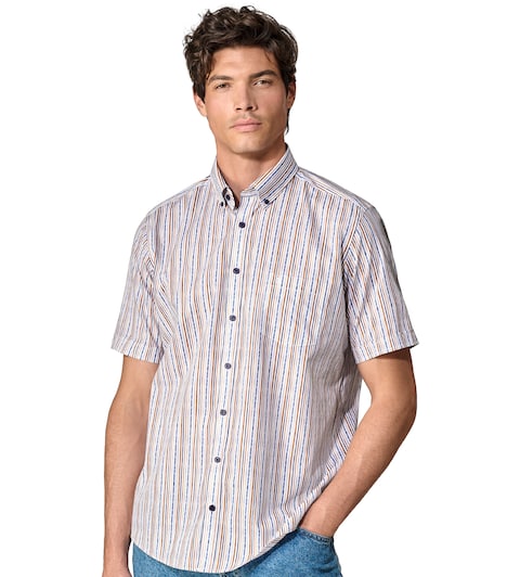 CASAMODA Freizeithemd Kurzarm gestreift Casual Fit