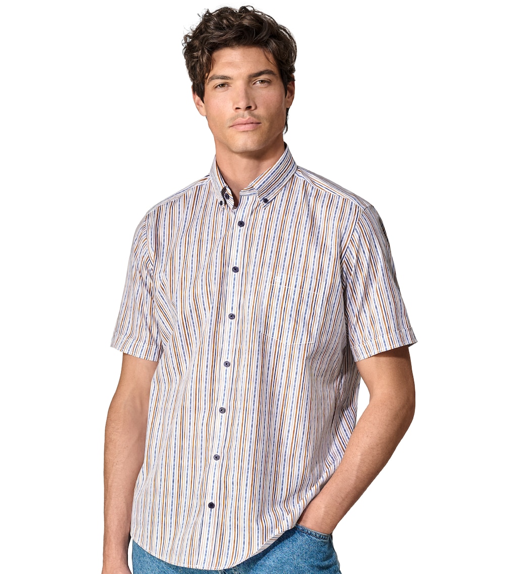 CASAMODA Freizeithemd Kurzarm gestreift Casual Fit