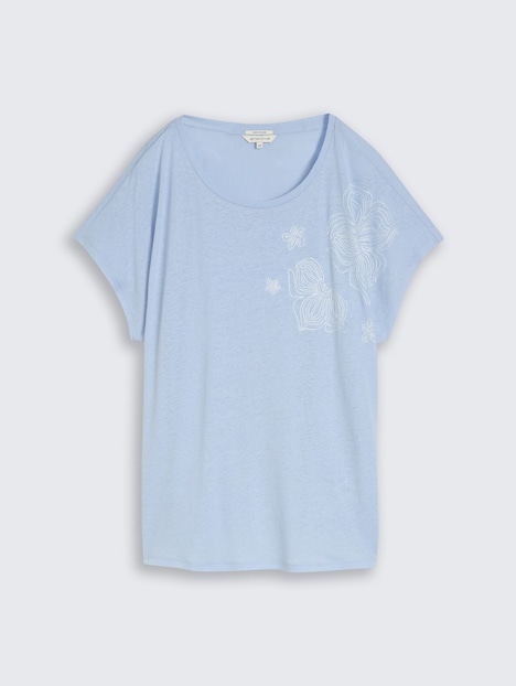 T-Shirt mit Leinenanteil