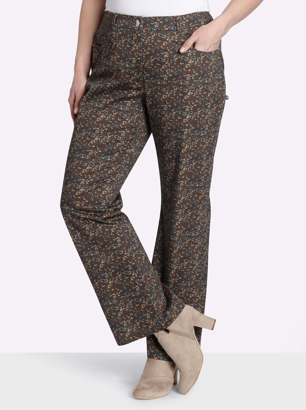 Bootcut-Hose Bootcuthose mit modernem Minimal-Print normal Formbund