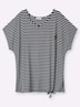 Kurzarm-Shirt Ringelshirt mit Bindeband am Saum Kurzarm