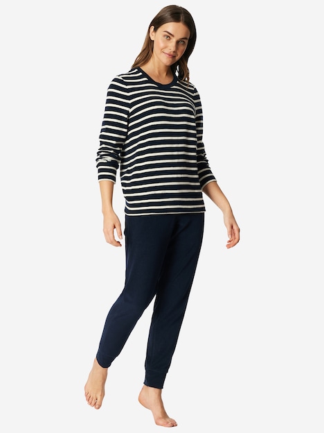 Schiesser Damen Pyjama Casual Essentials - nachtblau