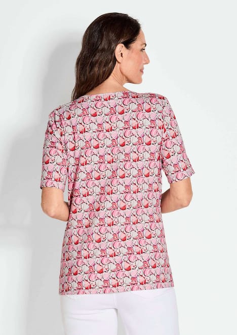 Multicolor-Shirt mit Halbarm, Rundhalsausschnitt