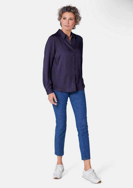 GOLDNER Blouse. Puur katoen Overhemdblouse met doorlopende knopenlijst