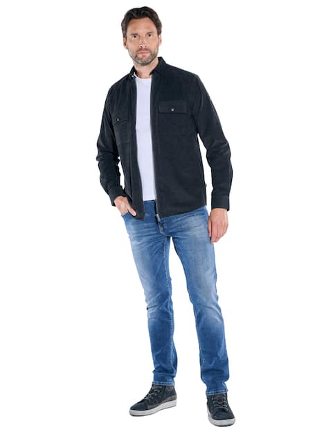 engbers Herren Overshirt strukturiert , Saphirblau