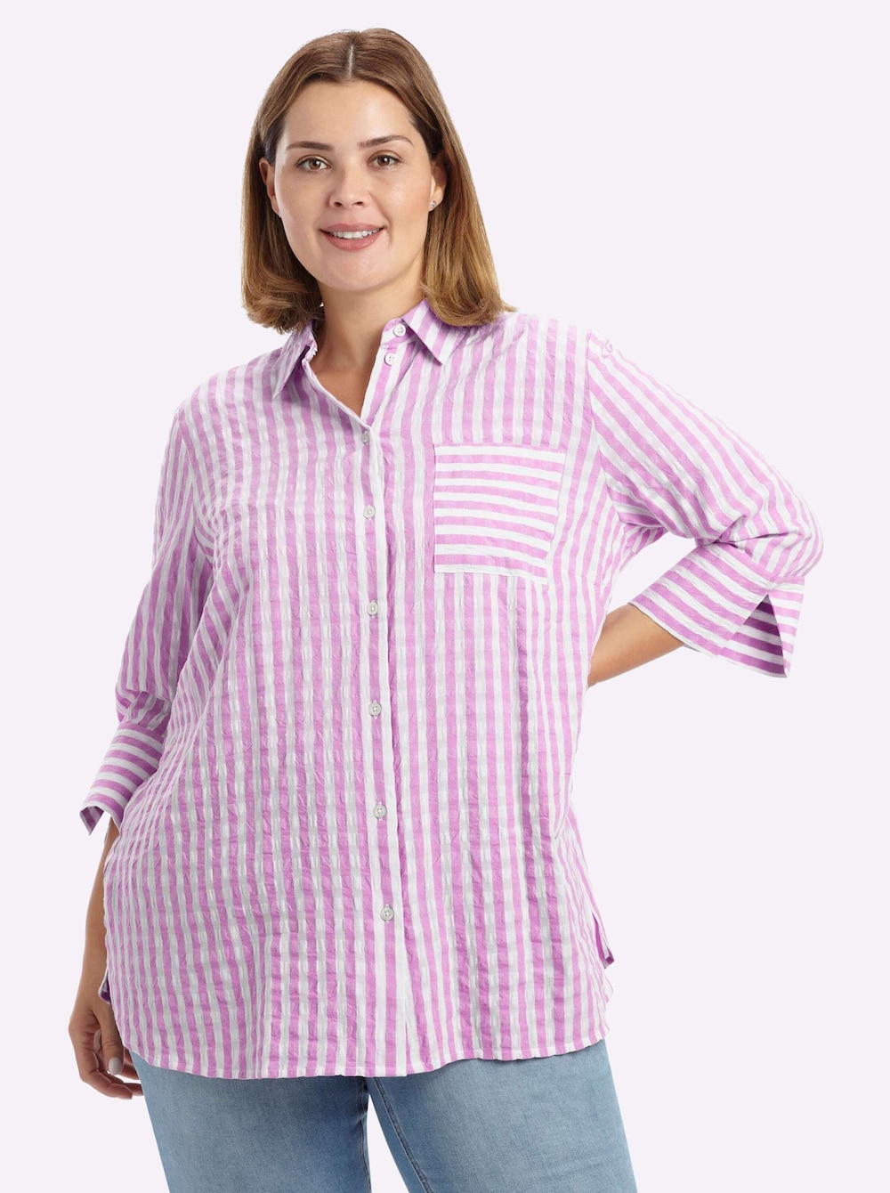 3/4-Arm-Bluse 3/4-Arm Hemdkragen