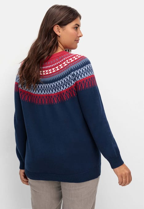 Pullover Langarm Jacquard Sonstiges Muster Ohne Kragen
