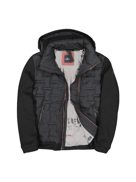 Herren Steppjacke mit Strickärmeln , Schwarz