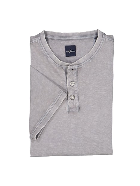 engbers Herren Henley-Shirt uni , Grau