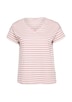 Gestreiftes Jersey-T-Shirt mit V-Ausschnitt