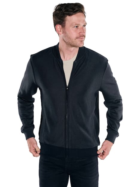 engbers Herren Sweatjacke strukturiert , Schwarz