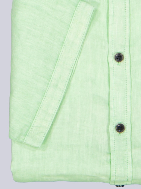 Herren Kurzarm-Hemd aus Leinen , Hellgruen