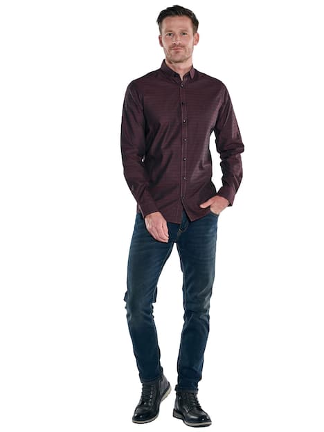 engbers Herren Langarm-Hemd gemustert , Bordeaux
