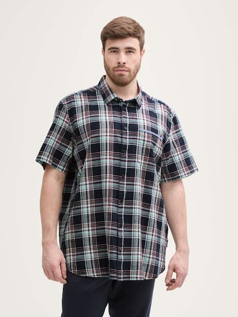 Tom Tailor Men PLUS Blusen & Shirts Plus Size - Regular Fit Kurzarmhemd mit Karomuster