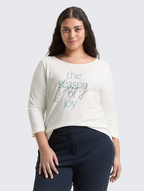 Tom Tailor Women PLUS T-Shirt Plus Size - Langarmshirt mit Print