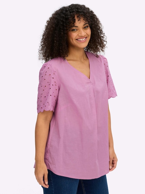 Kurzarmbluse Kurzarm Ohne Kragen