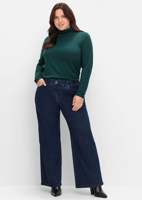 Stretch-Jeans High-Waist-Bund Uni