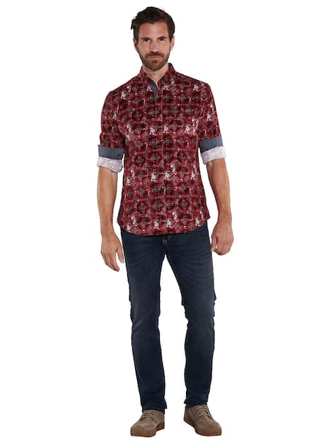 engbers Herren Langarm-Hemd gemustert , Rot