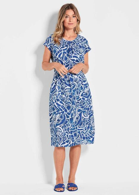 Leinenkleid Ethno, Halbarm