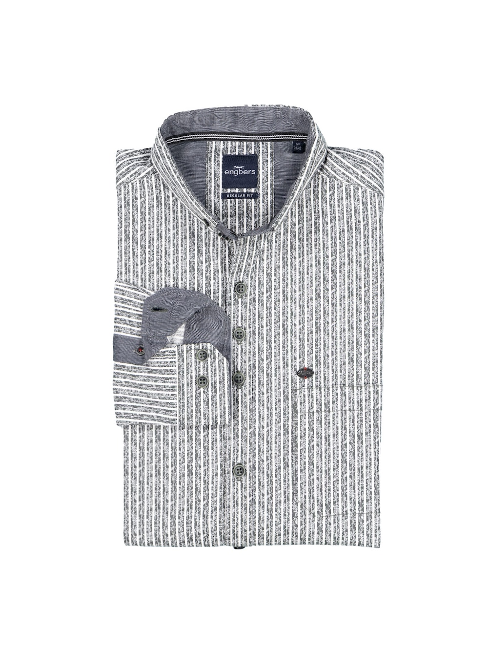 Herren Langarm-Hemd gestreift , Oliv