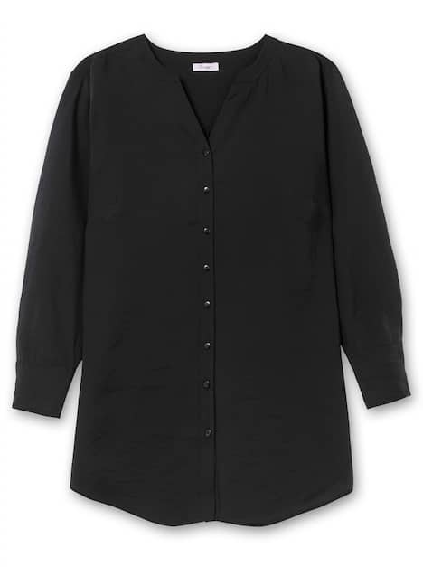 Longbluse Langarm Uni Ohne Kragen