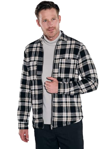 engbers Herren Overshirt kariert , Schwarz