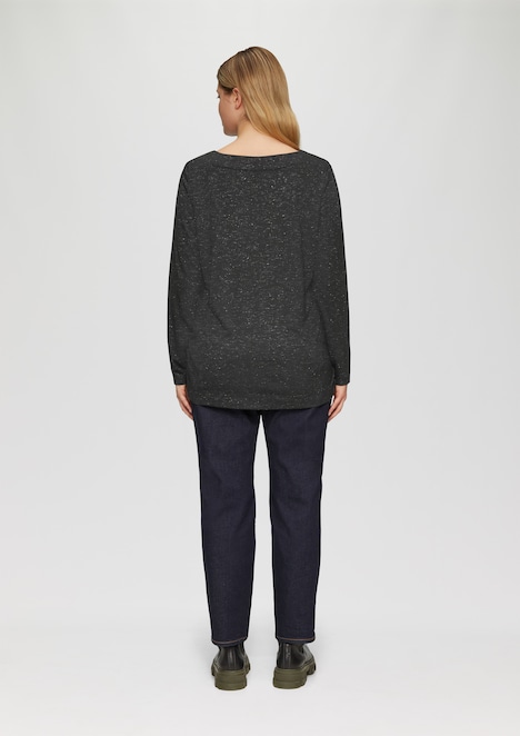 Langarm-Shirt mit Metallic-Garn-Effekt