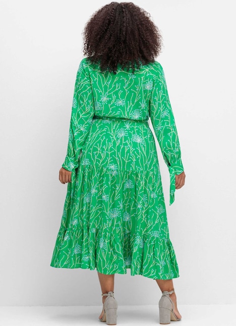 Maxikleid Langarm Sonstiges Muster Ohne Kragen