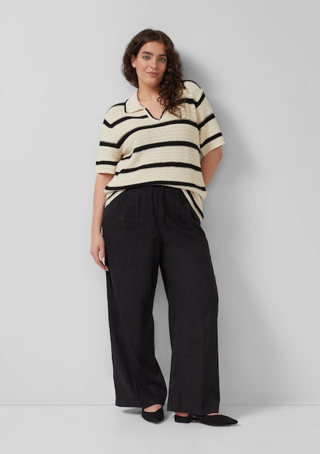 Wide-Leg-Hose aus Leinenmix mit elastischem Bund