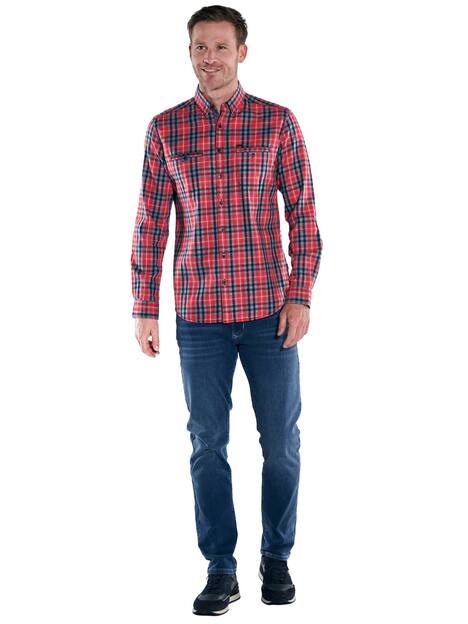 engbers Herren Langarm-Hemd kariert , Feuerrot